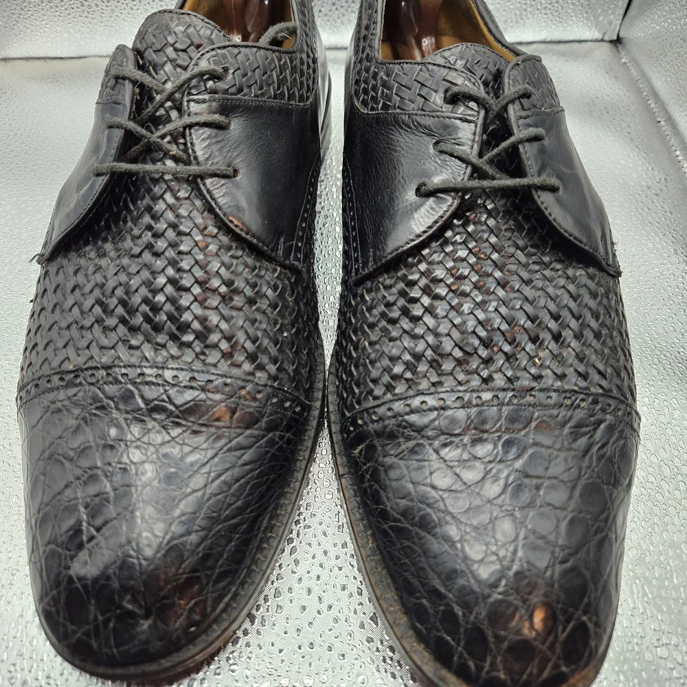 Mezlan Black Leather Oxford Shoes with Brogue Detailing Men's Size 10-11